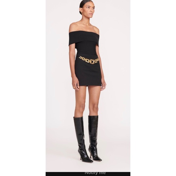 STAUD Cami Black Croc Embossed Knee High Boots New - Picture 4 of 6